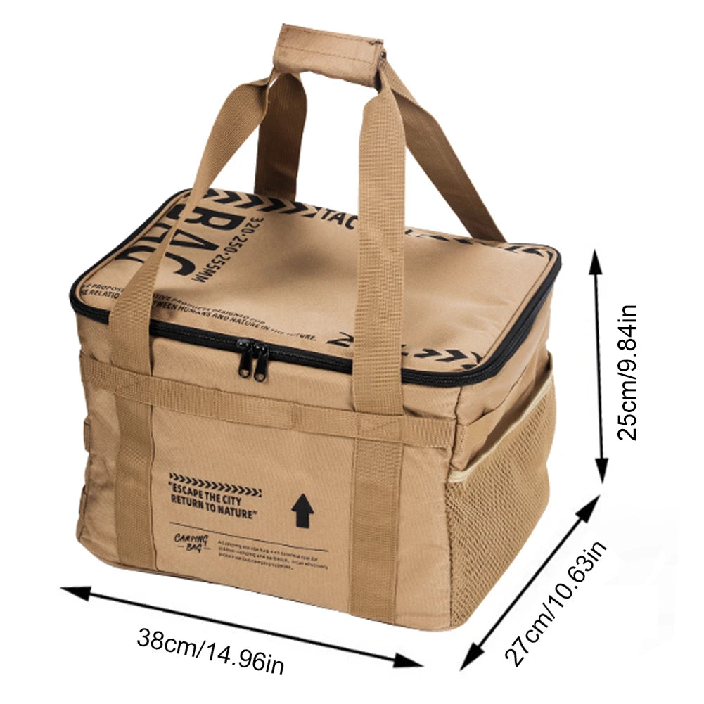 20 L Picnic Bag Cookware Storage Bag with Handle Camping Storage Bag Camping Hiking Meal Bag for Beach Picnic Road Trip Travel