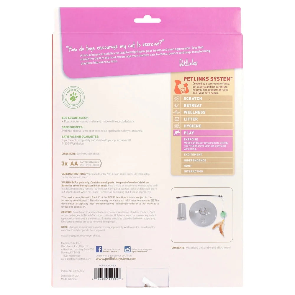 Electronic Cat Toy Interactive Motion Feeder with Speed Settings Multi-Textured Feathers Exercise and Hunting Instincts Safe