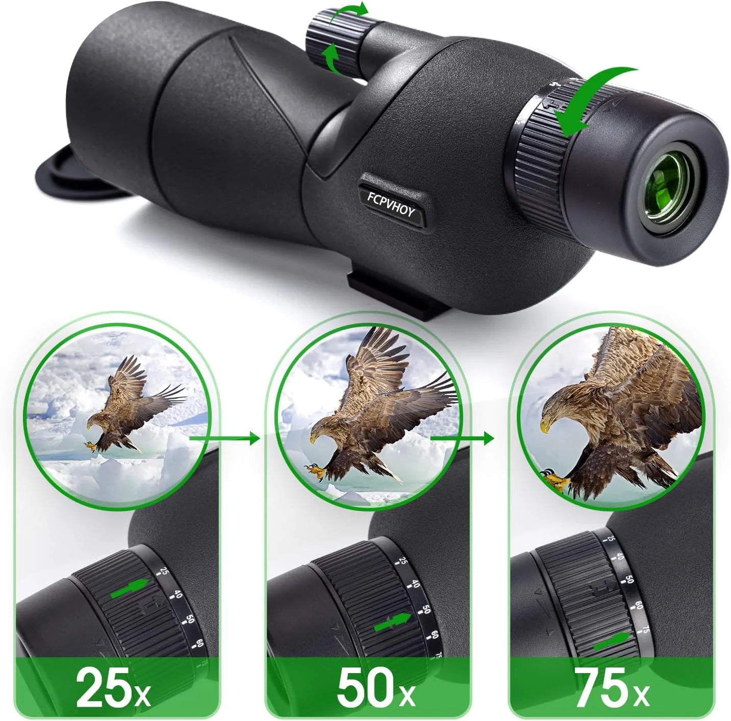 25-75x60 Spotting Scopes for Target Shooting with Tripod Carrying Bag Phone Adapter Straight Spotter Scope Monocular Telescope f