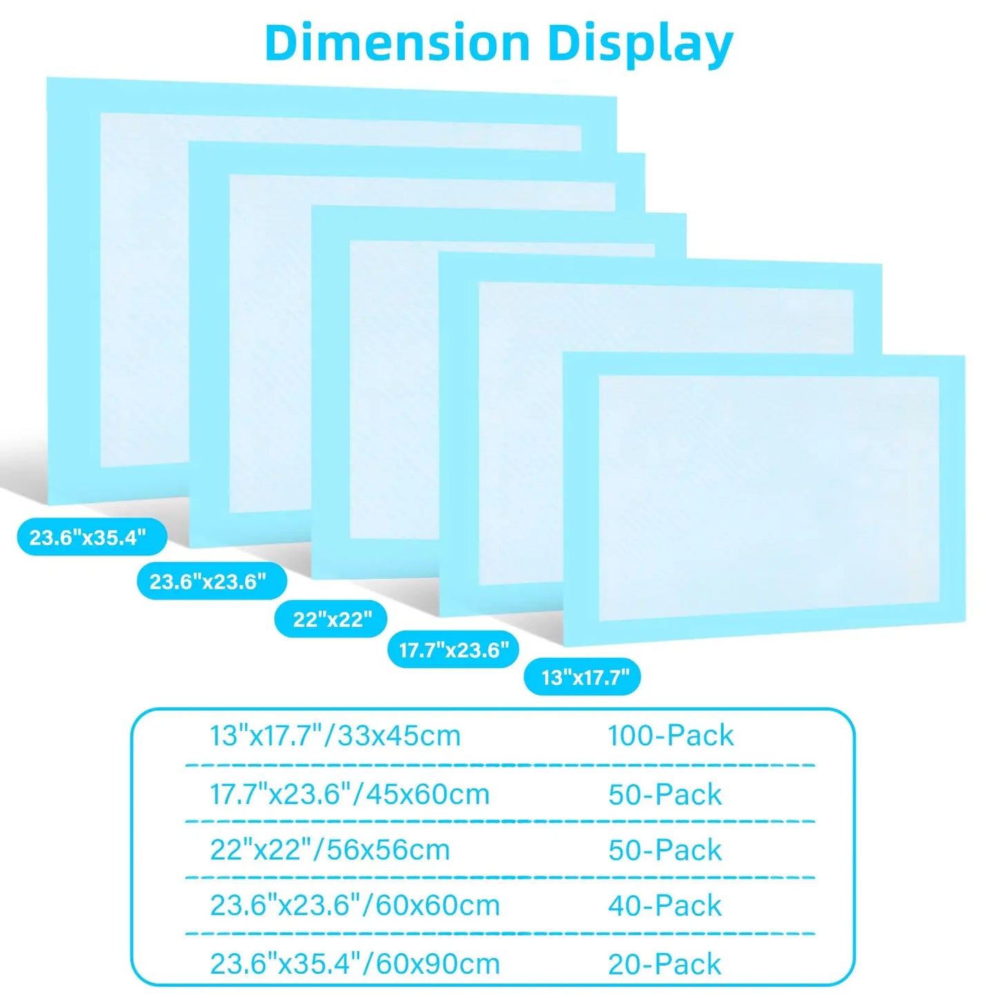 20/40/50/100-Pack Ultra Absorbent Pet Diaper Pads for Dogs &Cats Odor-Control Puppy Pee Mats Disposable Litter Toilet Solutions