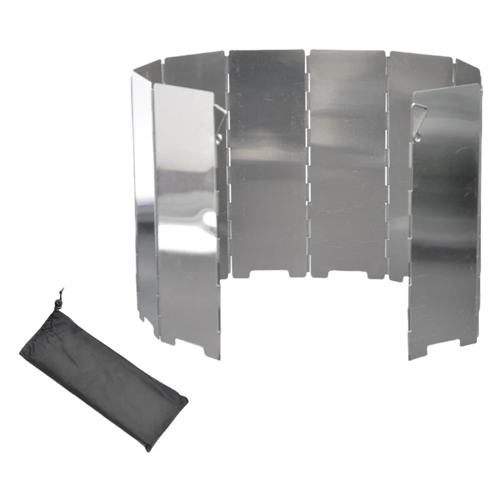10 Plates Foldable Outdoor Stove Wind Shield Gas Stove Wind Shield Aluminum Wind Shield Deflector Ultralight Outdoor Wind Shield