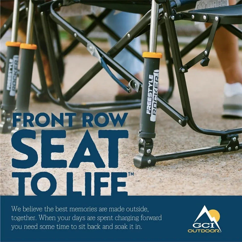 GCI OUTDOOR Freestyle Rocker with Side Table Camping Chair | Portable Folding Rocking Chair with Solid, Durable Armrests