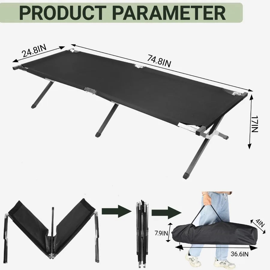 Camping Cot Cots for Sleeping with Storage Bag Portable and Lightweight Sleeping Cot for Outdoor Traveling Hiking Office Nap Ea