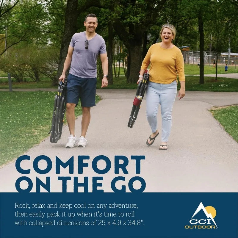 GCI OUTDOOR Freestyle Rocker with Side Table Camping Chair | Portable Folding Rocking Chair with Solid, Durable Armrests