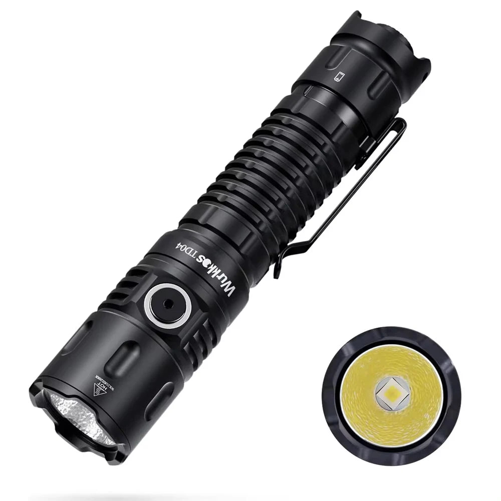 Wurkkos TD04 21700 Rechargeable Two Mode Group Tactical XHP50D HI Flashlight USB-C 3000 Lm Torch IP68 Waterproof EDC Tail Switch