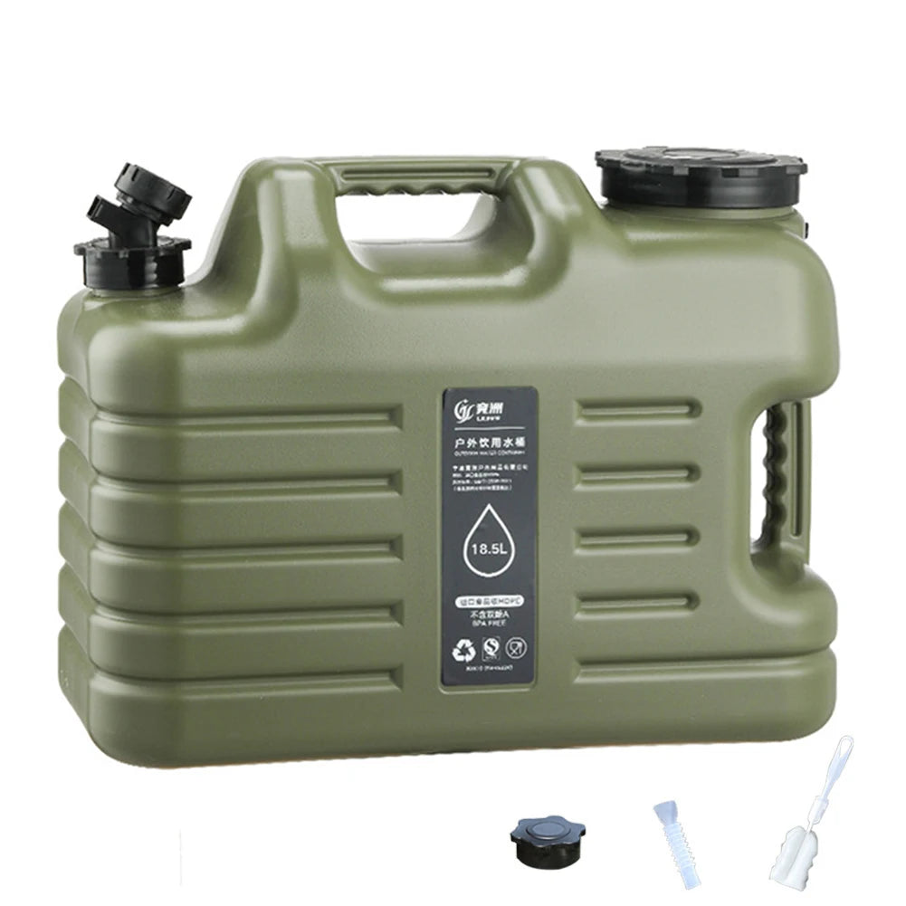 18.5L Water Bucket Large Capacity Portable Drinking Water Canister with Detachable Faucet No Leakage for Outdoor Travel Driving