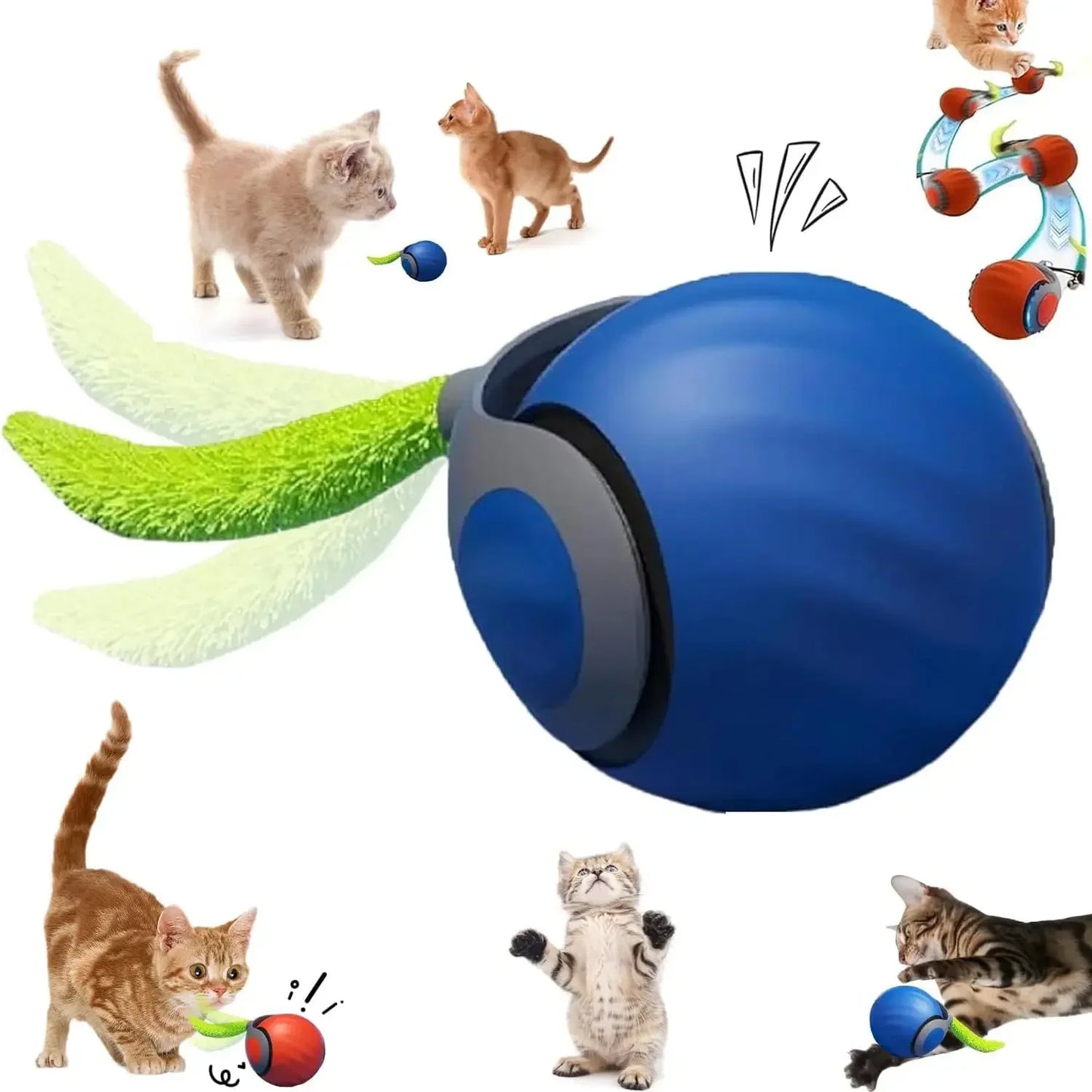 Cat Toy, Speedy Tail Cat Toy, Interactive Cat Ball Toy, Smart Cat Toys Ball, Two Speed Adjustment, with Tail 