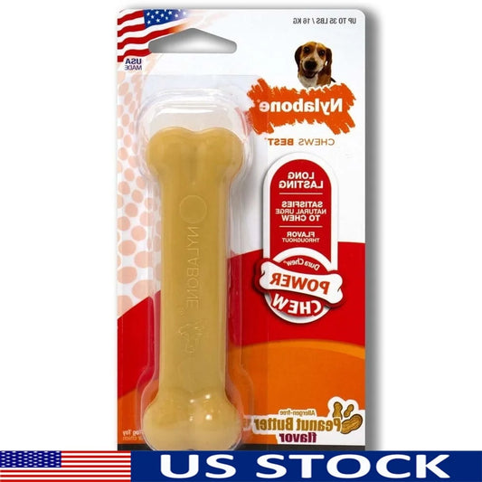 Durable Nylon Dog Chew Toy Power Chew Bone Peanut Butter Flavor Dental Toy Aggressive Chewers Up to 35lbs
