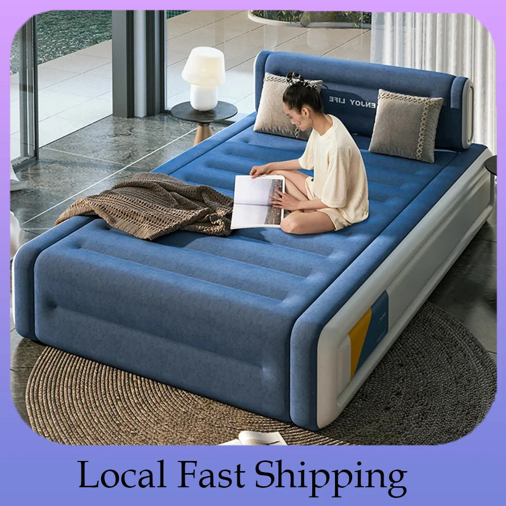 PVC Inflatable Mattress 2 Persons Flock Mattress Camping Folding Outdoor Indoor Home Air Cushion Portable Foldable Lazy Sofa Mat