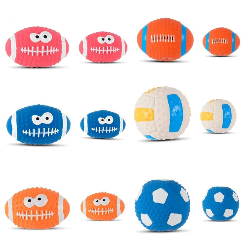 Dog Squeaky Rubber Toys Dog Latex Chew Toy Puppy Sound Toy Animal Bite Resistant Ball Pet Supplies For Small Medium Large Dog