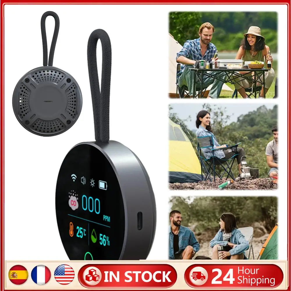 3 In 1 Carbon Monoxide Detector with Magnetic Suction CO Air Quality Monitor 1000mAh CO Temperature Humidity Detector for Travel