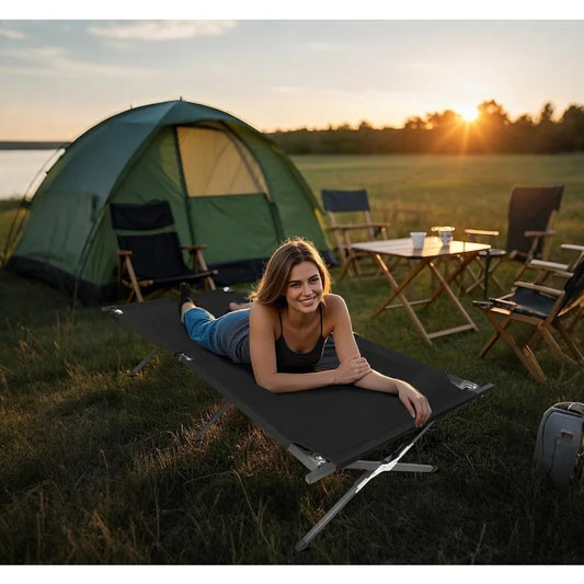 Camping Cot Cots for Sleeping with Storage Bag Portable and Lightweight Sleeping Cot for Outdoor Traveling Hiking Office Nap Ea