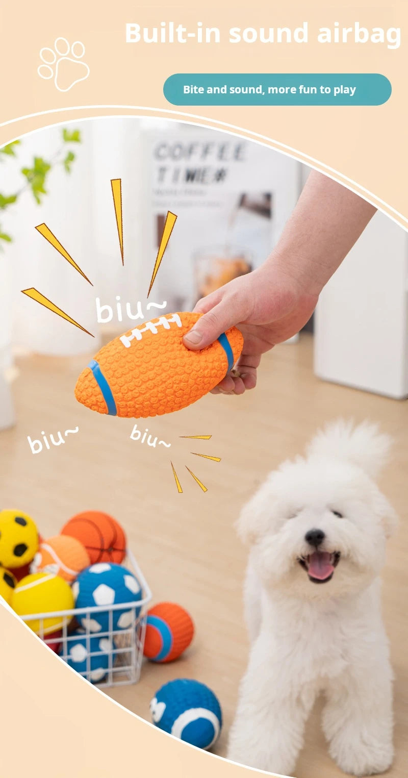 Dog Squeaky Rubber Toys Dog Latex Chew Toy Puppy Sound Toy Animal Bite Resistant Ball Pet Supplies For Small Medium Large Dog