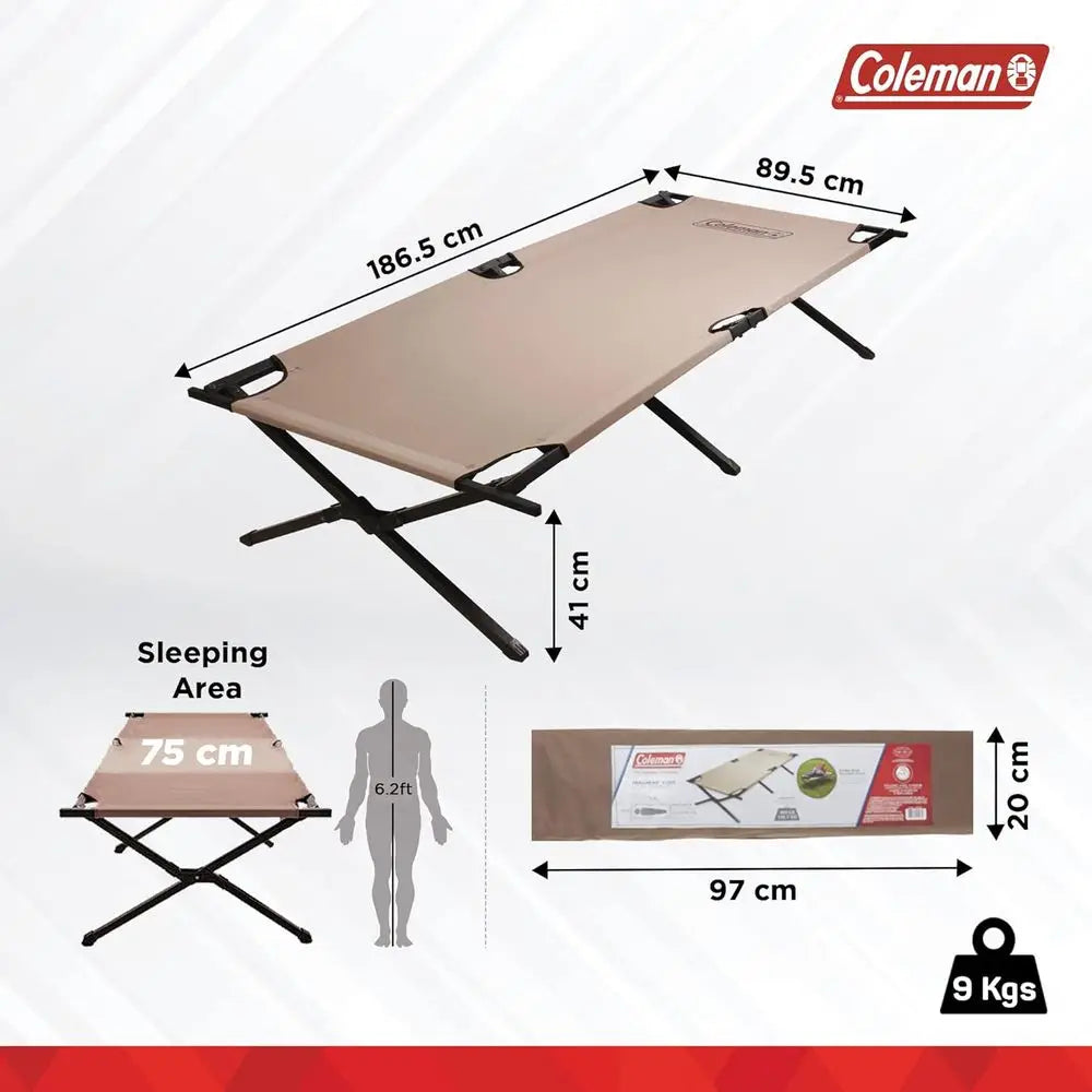 TrailII Large olding Cot with Easy Setup & Takedown, Supports Adults up to 6t 2in or 300lbs, Great or Camping, Lounging, Elevate