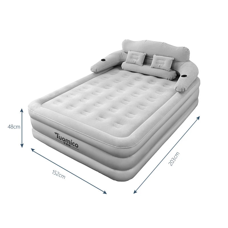 2 Persons Inflatable Mattress Camping Folding Indoor Outdoor Home Air Cushion 48cm Portable Foldable Lazy Sofa Mat