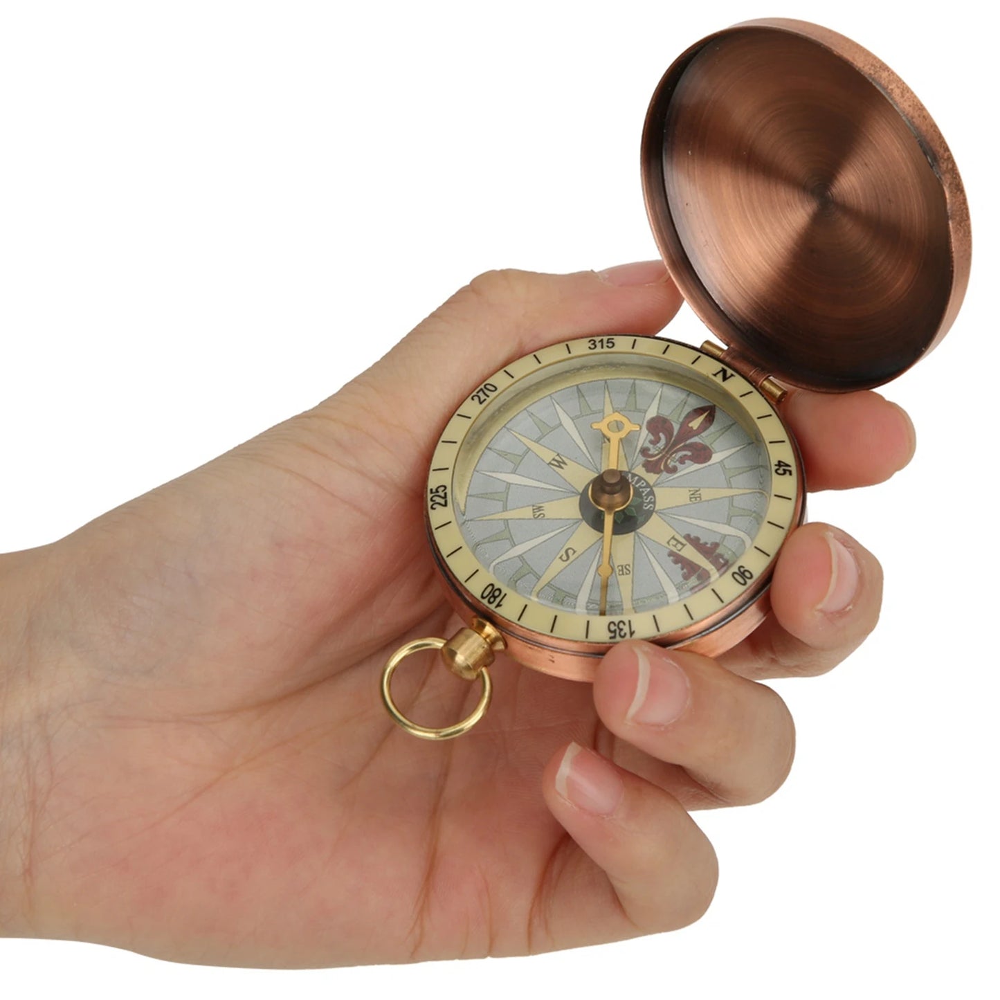 Metal  Portable Vintage Retro Metal Copper  Cover  Watch  for Camping Hiking Boating