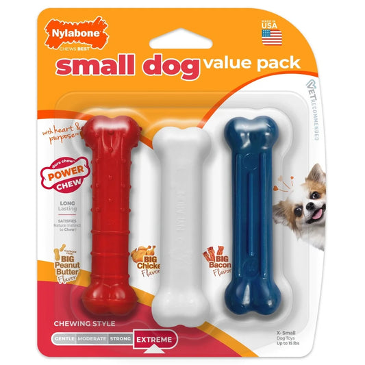 Durable Chew Toys Value Pack Small Dogs Peanut Butter Chicken Bacon Flavors Dental Care X-Small Chew Toys Powerful Chewers