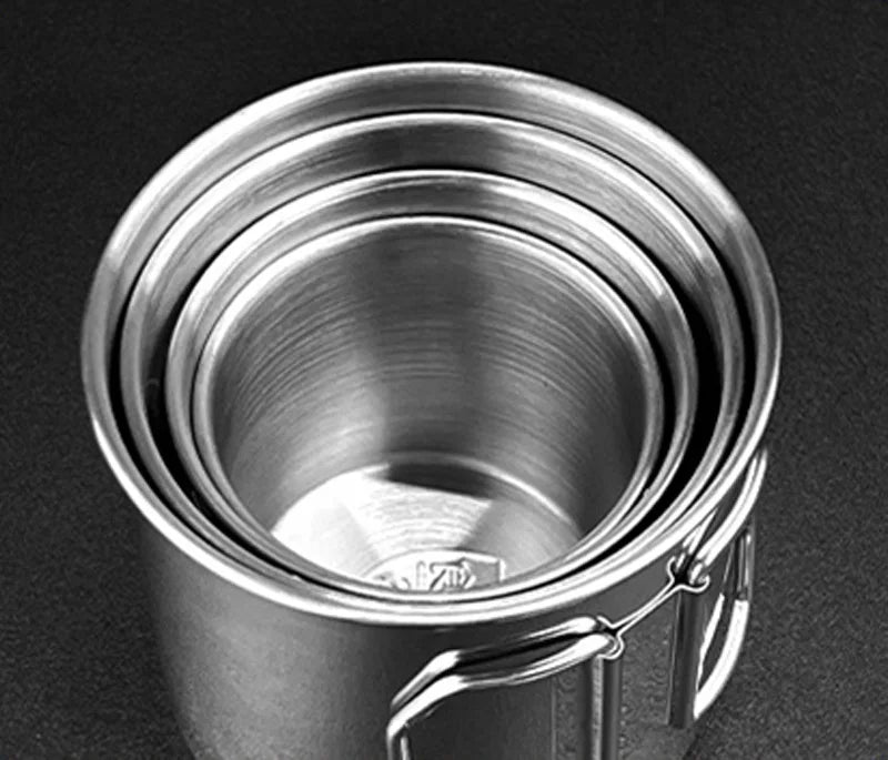 250-700ML Portable Water Cup with Foldable Handle Stainless Steel Water Cup Outdoor  Camping Travel Mug Milk Tea Drinking Cup