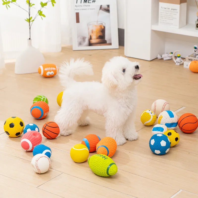 Dog Squeaky Rubber Toys Dog Latex Chew Toy Puppy Sound Toy Animal Bite Resistant Ball Pet Supplies For Small Medium Large Dog