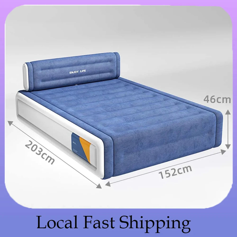 PVC Inflatable Mattress 2 Persons Flock Mattress Camping Folding Outdoor Indoor Home Air Cushion Portable Foldable Lazy Sofa Mat