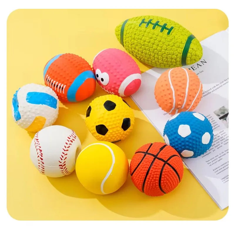 Dog Squeaky Rubber Toys Dog Latex Chew Toy Puppy Sound Toy Animal Bite Resistant Ball Pet Supplies For Small Medium Large Dog