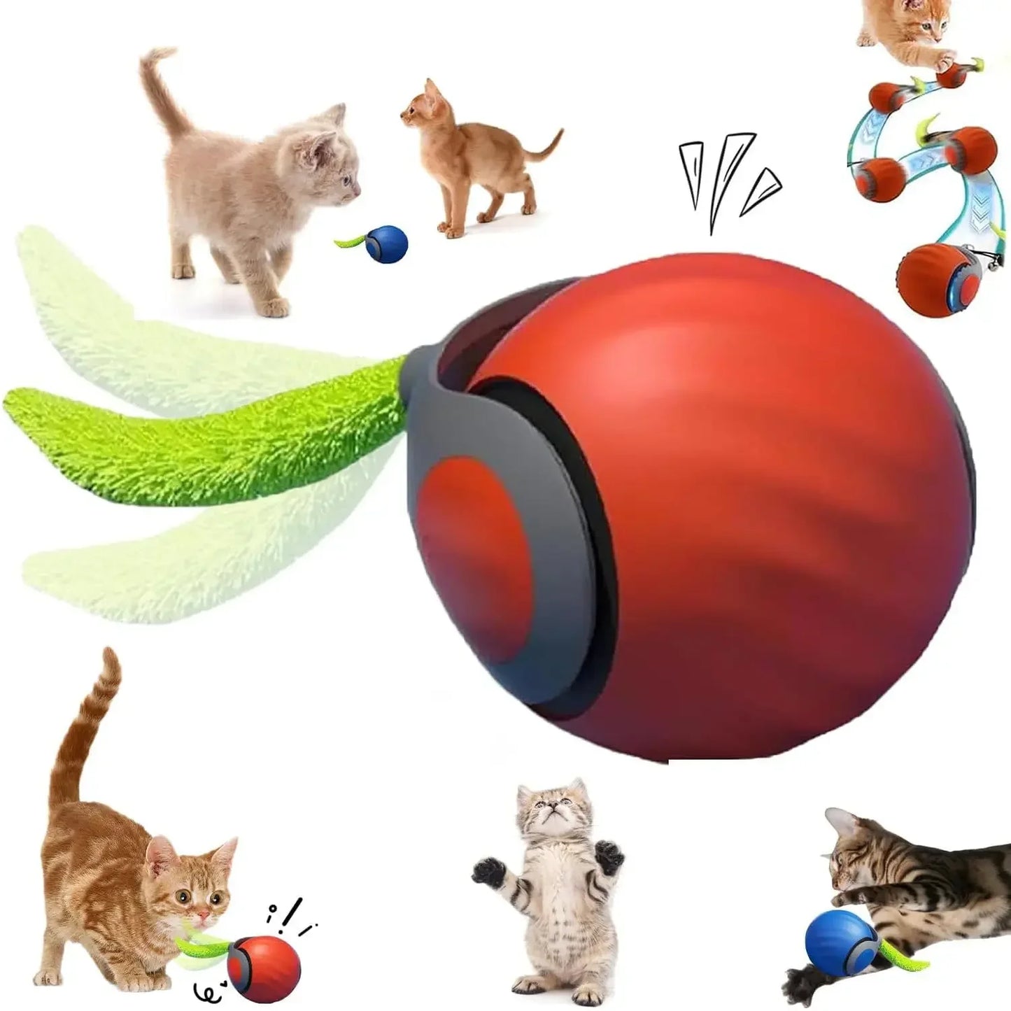 Cat Toy, Speedy Tail Cat Toy, Interactive Cat Ball Toy, Smart Cat Toys Ball, Two Speed Adjustment, with Tail 