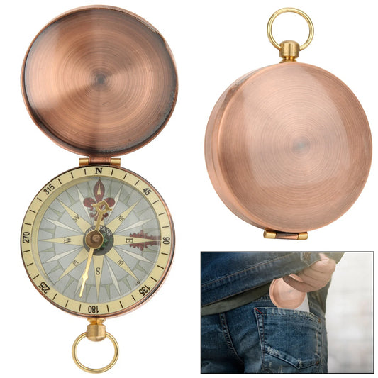 Metal  Portable Vintage Retro Metal Copper  Cover  Watch  for Camping Hiking Boating
