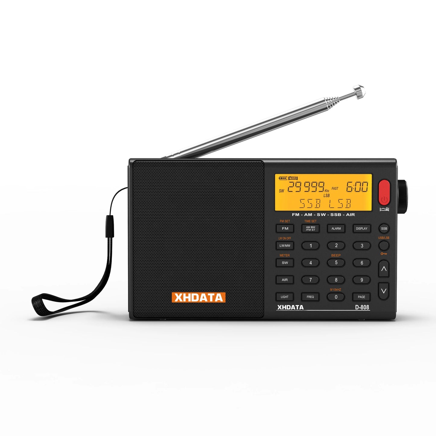 XHDATA D808 Portable Multiband Radio Receiver AM/FM/SW/MW SSB AIR RDS Stereo Sound Long Range Reception Rechargeable Battery