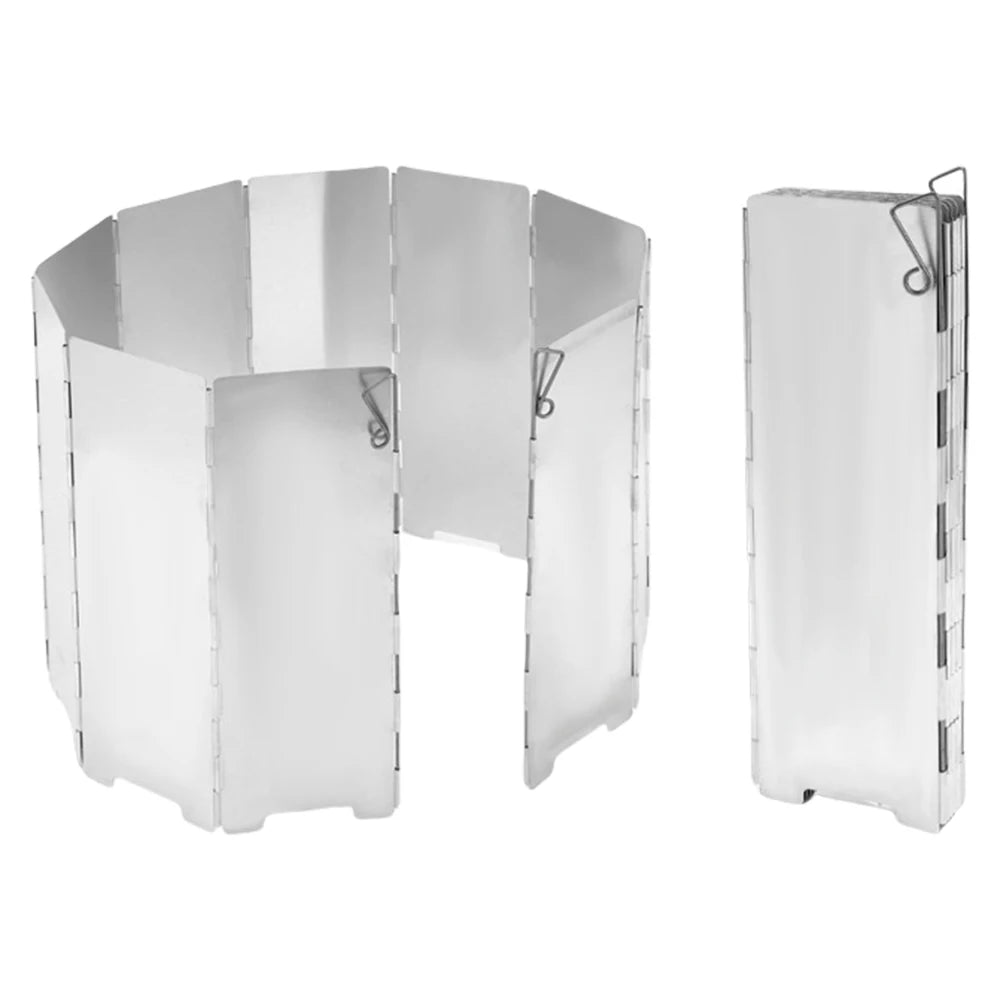 10 Plates Foldable Outdoor Stove Wind Shield Gas Stove Wind Shield Aluminum Wind Shield Deflector Ultralight Outdoor Wind Shield