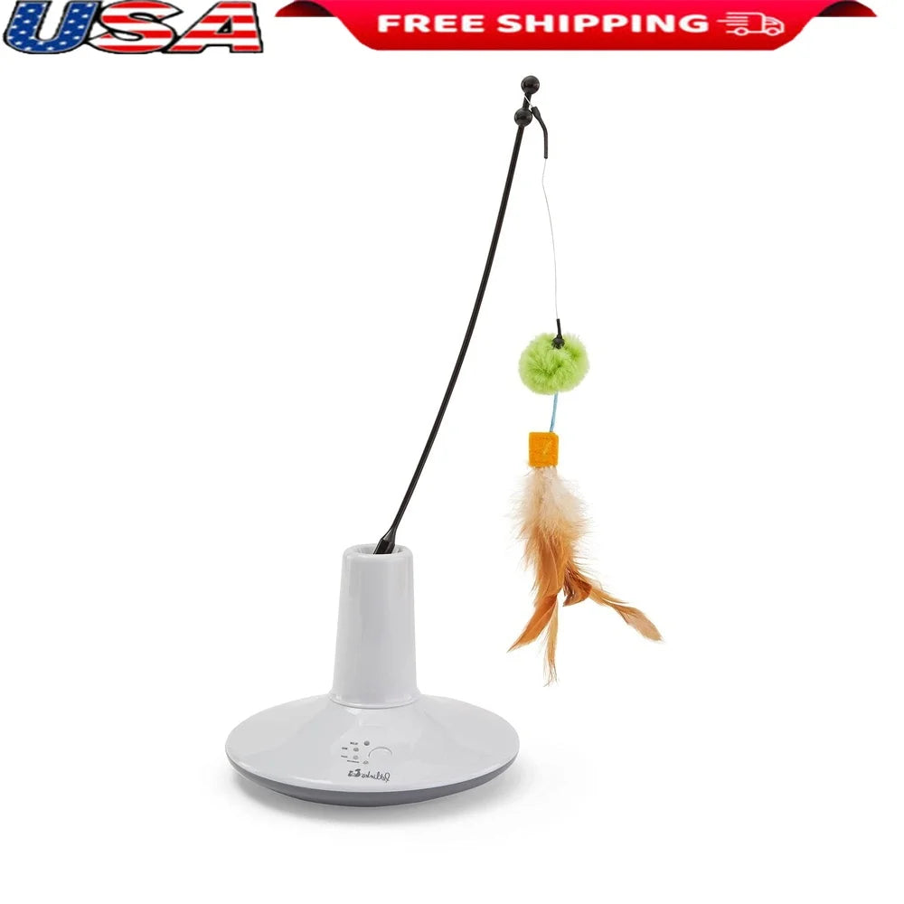 Electronic Cat Toy Interactive Motion Feeder with Speed Settings Multi-Textured Feathers Exercise and Hunting Instincts Safe