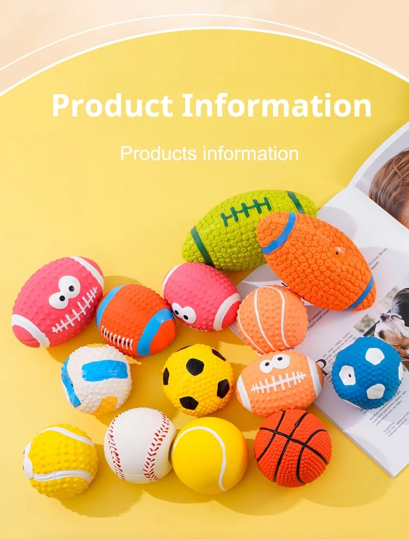 Dog Squeaky Rubber Toys Dog Latex Chew Toy Puppy Sound Toy Animal Bite Resistant Ball Pet Supplies For Small Medium Large Dog