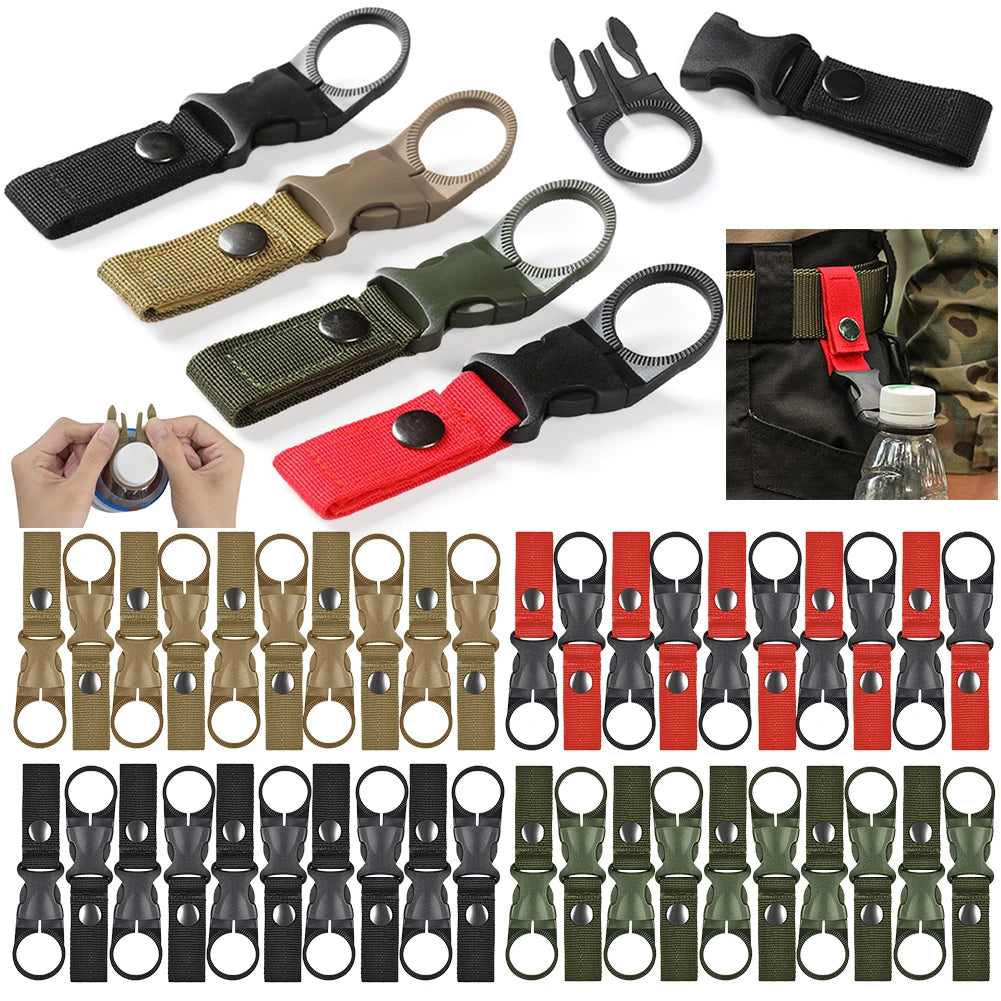 10Pcs Outdoor Climb Carabiner Portable Nylon Webbing Hanging Bottle Buckle Multi-Purpose for Outdoor Camping Hiking and Cycling