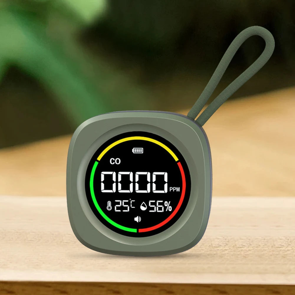 3 In 1 Carbon Monoxide Detector Rechargeable CO Air Quality Monitor CO Temperature Humidity Detector for Outdoor Camping RV Car