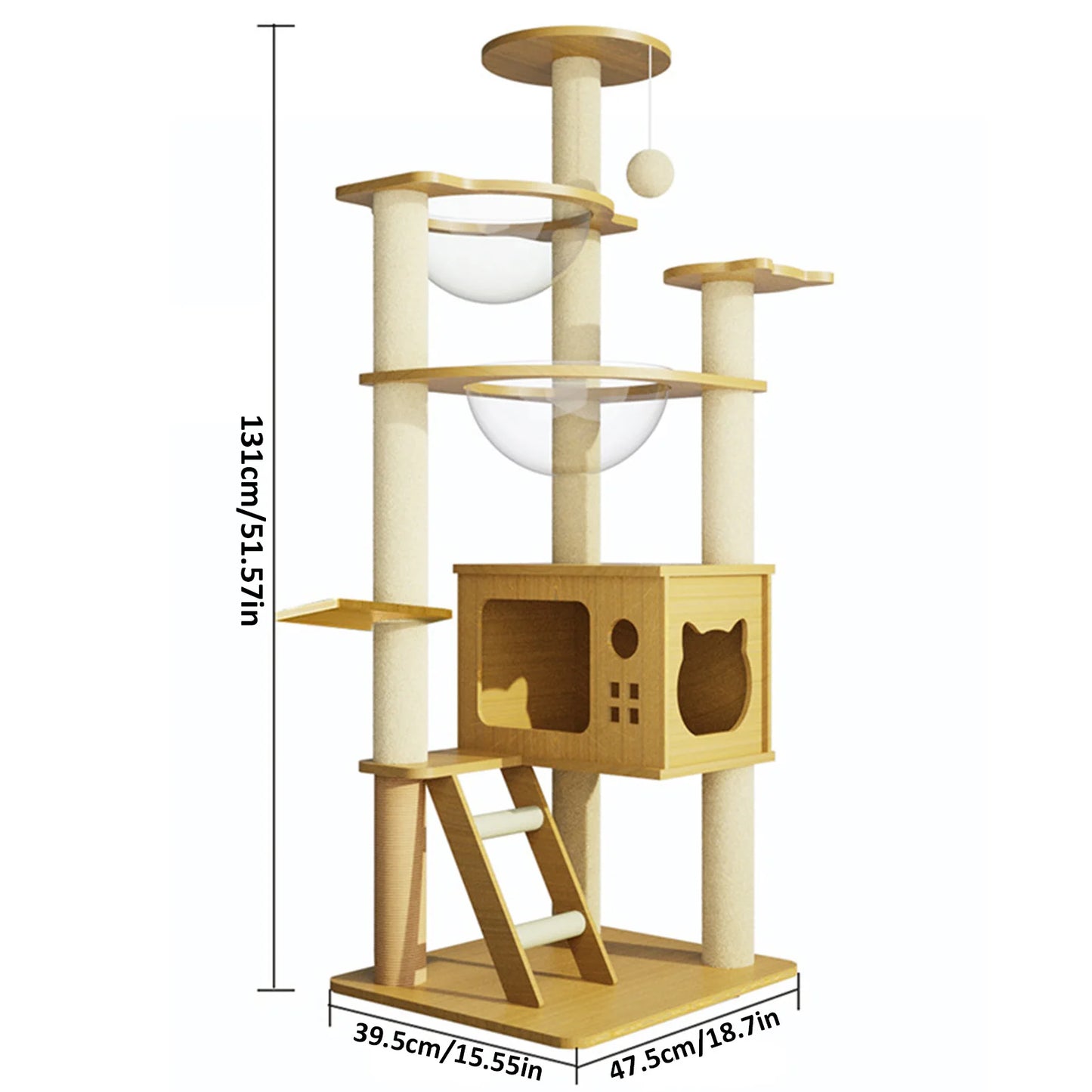 Cat Scratching Post Tower 51.5 Inch Tall Cat Tower Modern Kitten Condo with Clear Hammock, Top Perch, Pet Supplies