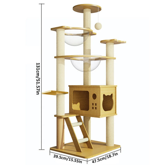 Cat Scratching Post Tower 51.5 Inch Tall Cat Tower Modern Kitten Condo with Clear Hammock, Top Perch, Pet Supplies