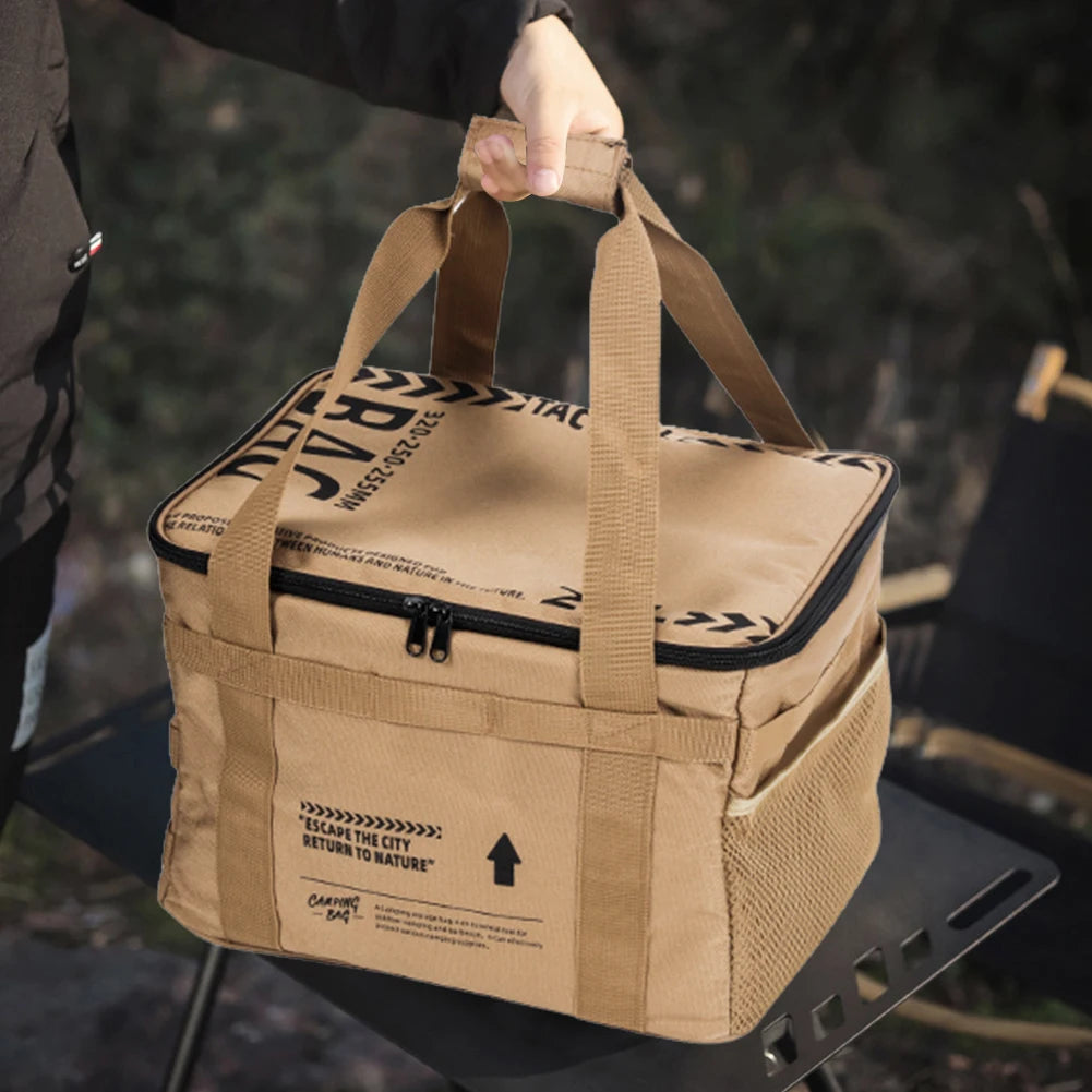 20 L Picnic Bag Cookware Storage Bag with Handle Camping Storage Bag Camping Hiking Meal Bag for Beach Picnic Road Trip Travel
