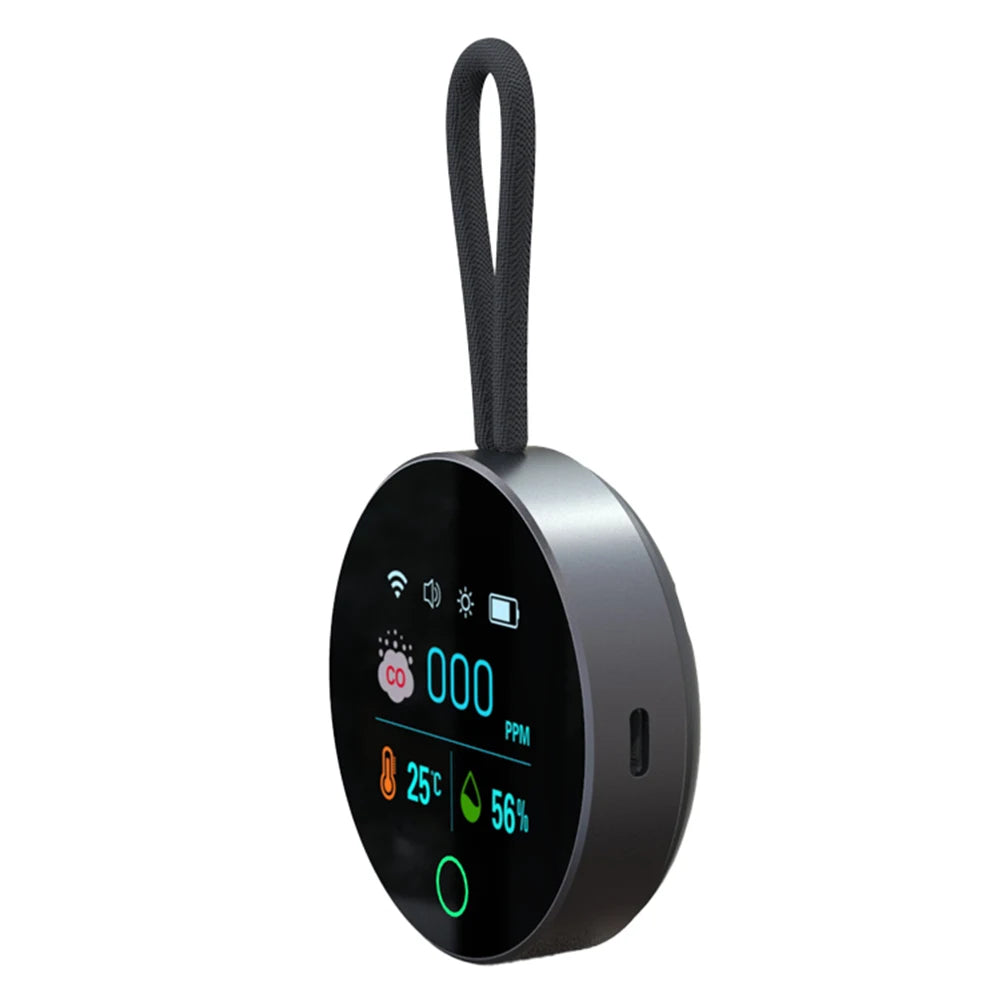 3 In 1 Carbon Monoxide Detector with Magnetic Suction CO Air Quality Monitor 1000mAh CO Temperature Humidity Detector for Travel